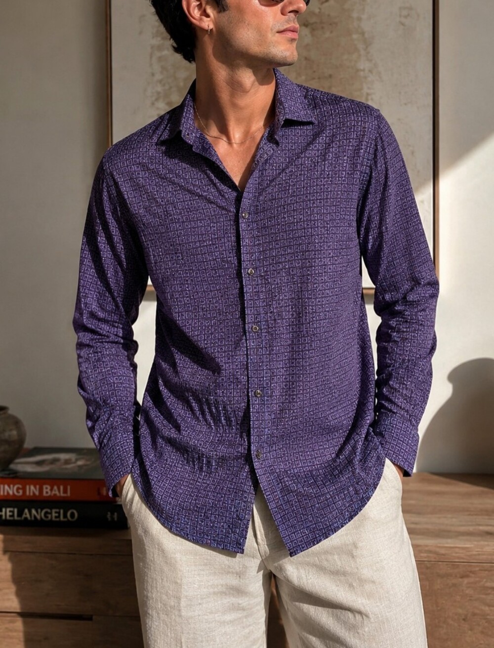 Etro Milano Men's Geometric Textured Button Down Shirt Luxury Italy